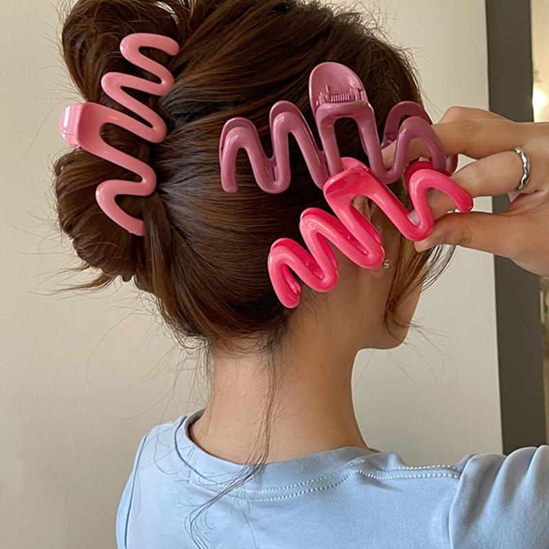 New Colorful Jelly Wave Hair Claw Clip Large Acrylic Hairpins Korean Sweet Simple Irregular Hair Clip Women Ponytail Headwear