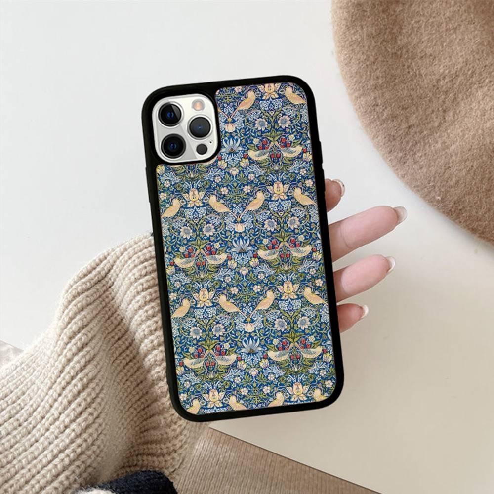 William Morris Strawberry For IPhone 17 16 15 14 13 12 11 Pro Max Plus Shockproof PC+TPU Phone Back Cover