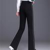 Spring Autumn Harajuku Elastic High Waist Side Stripe Wide Leg Elastic Velvet Women's Wide Leg Flare Pants Baggy Trousers Street