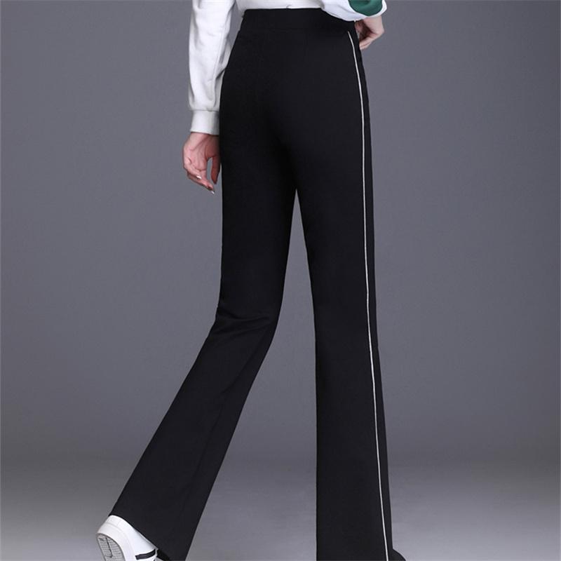 Spring Autumn Harajuku Elastic High Waist Side Stripe Wide Leg Elastic Velvet Women's Wide Leg Flare Pants Baggy Trousers Street