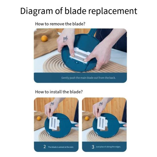 Ручная овощерезка Многофункциональная ручная слайсер-шинковка с лезвиями из нержавеющей стали Эффективная овощерезка для моркови, картофеля, салата