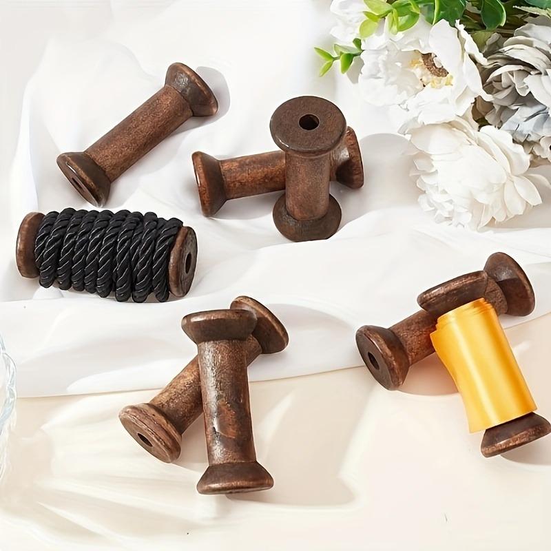 3pcs Wooden Thread Spools - Reusable Storage Organizer for Sewing, Embroidery, Jewelry Making, and Crafting - Dark Brown, Sturdy