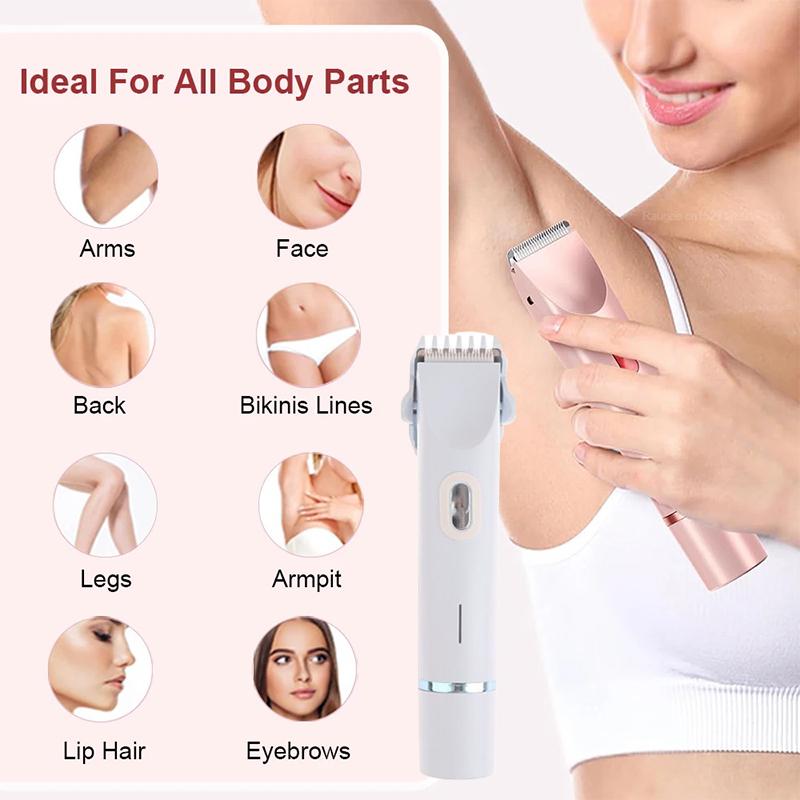Женские электрические бритвы 2 в 1 с двумя головками, безболезненный триммер для бикини, влажный и сухой, для женщин, лобковые волосы, съемная головка, электробритва