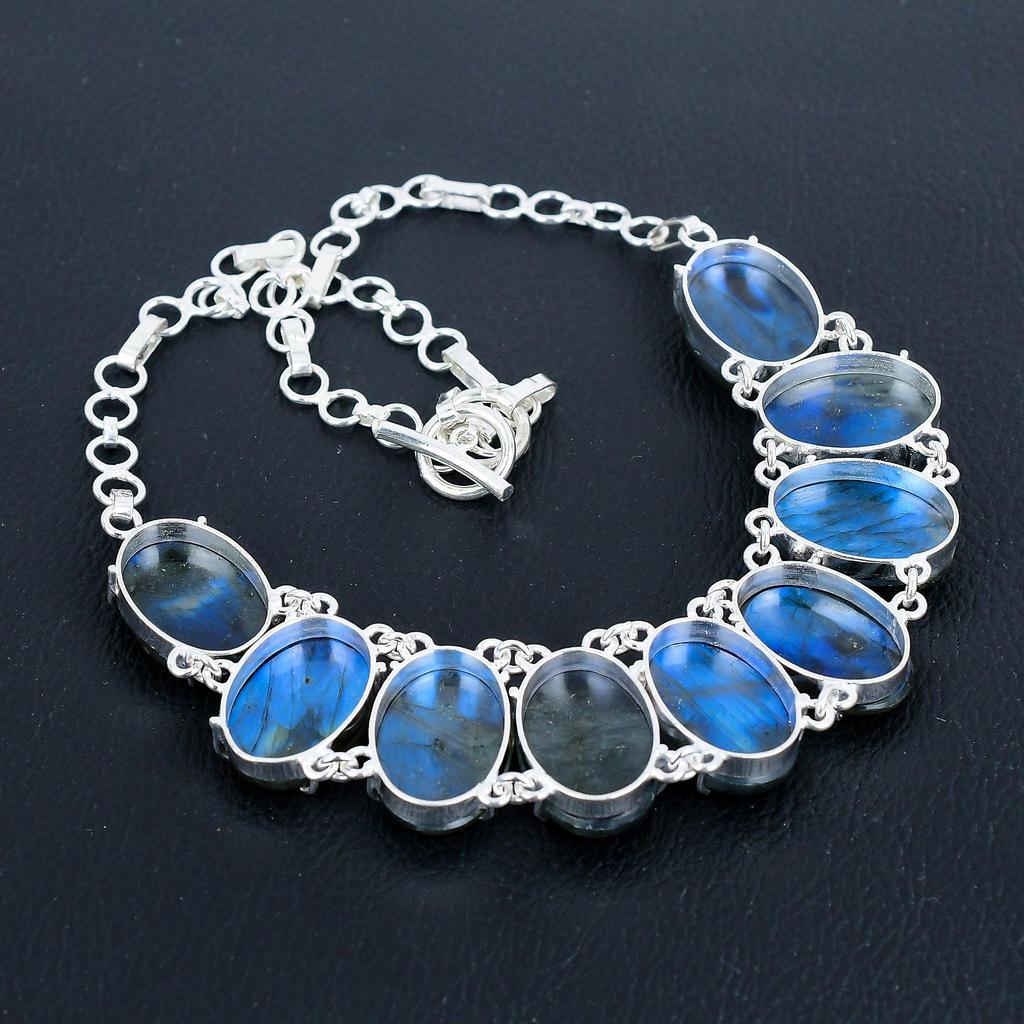 Ожерелье из серебра 925 пробы с натуральным лабрадоритом, ручная работа, ожерелье из лабрадорита для жены, ожерелье унисекс на годовщину