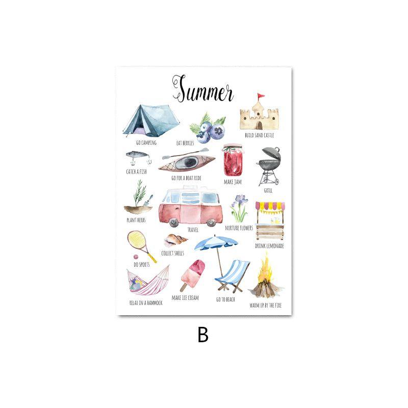 Spring Posters And Prints Watercolor Educational Poster Kids Baby Room Decor Learning Painting Wall Art Canvas Painting Mural