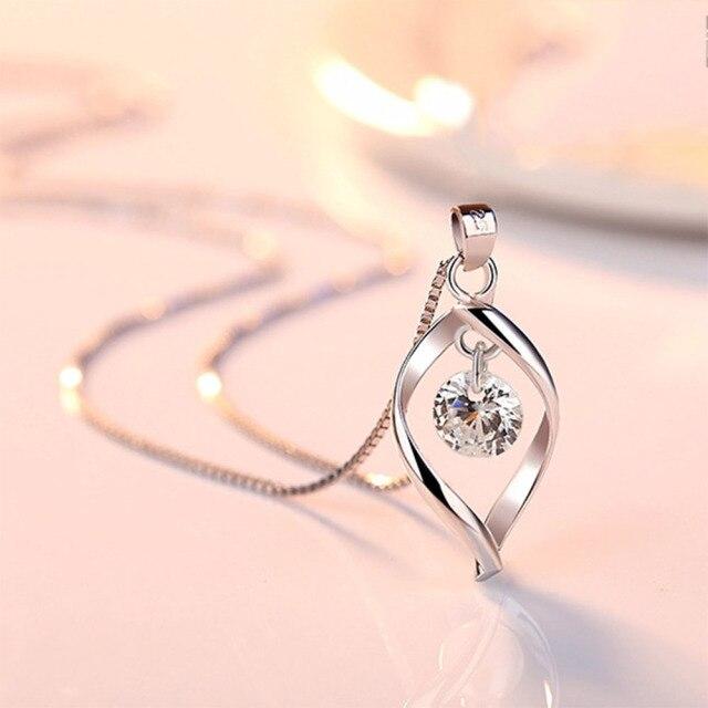 New 925 Sterling Silver Women Necklaces Fashion Drop Shape Pendant High Quality Zircon Clavicle Chain Jewelry Length 45CM
