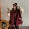 Harajuku Fashion Varsity Jacket Women Oversized Bomber Jackets Y2k Streetwear Baseball Coat Vintage College Uniform