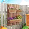 Wall Mounted Wooden Garden Planters With Trellis Drainage Holes And 3 Planter Boxes For Patio Carbonised