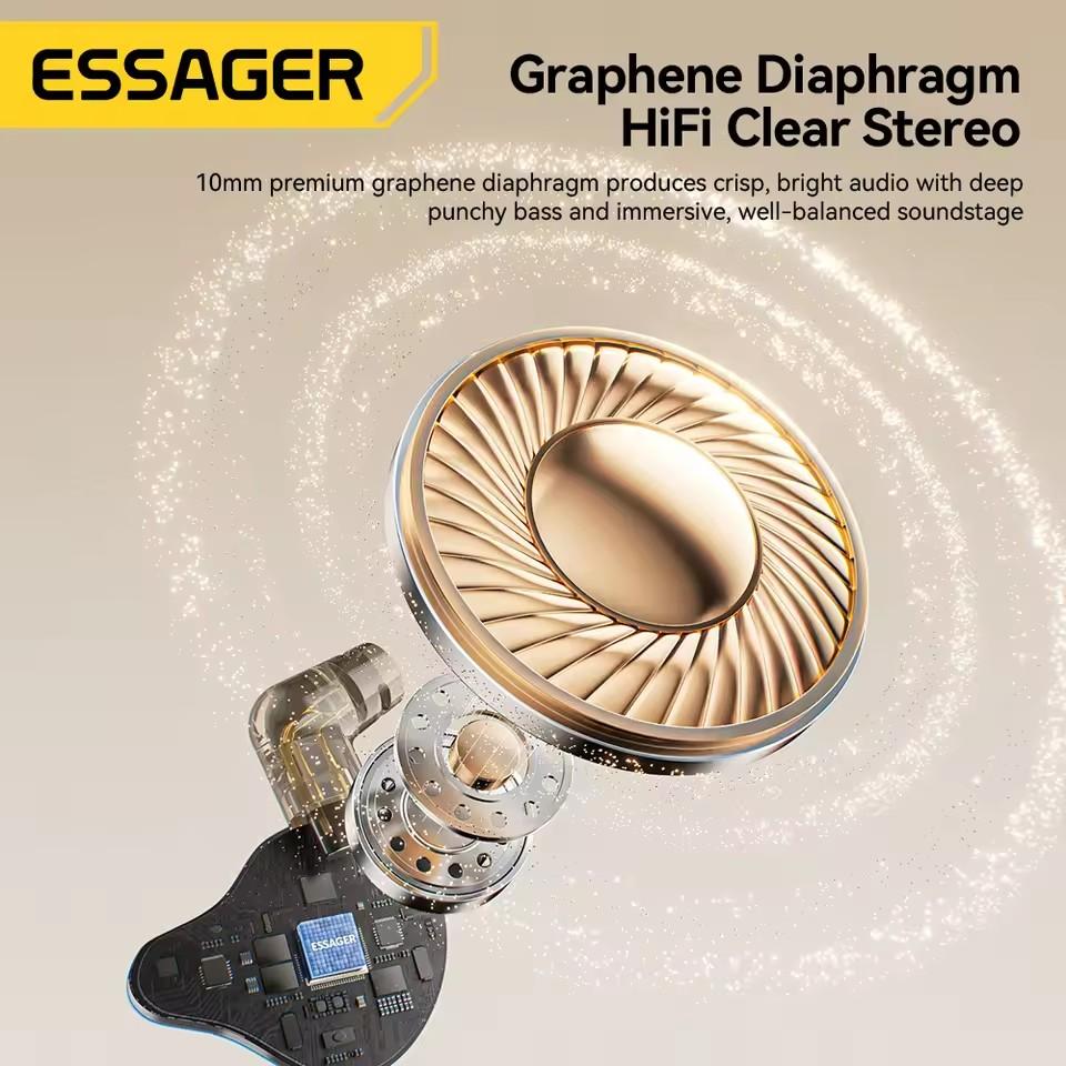 Essager 3,5 мм проводные игровые наушники-вкладыши, проводные наушники-ракушки с микрофоном, стерео, сменные амбушюры, спортивные проводные наушники