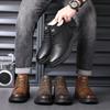 Мода 2024 Новые дизайнерские осенне-зимние сноубутсы для мужчин Модные повседневные ботинки на высоком голенище Теплая хлопковая обувь Мужские ботильоны на платформе из кожи
