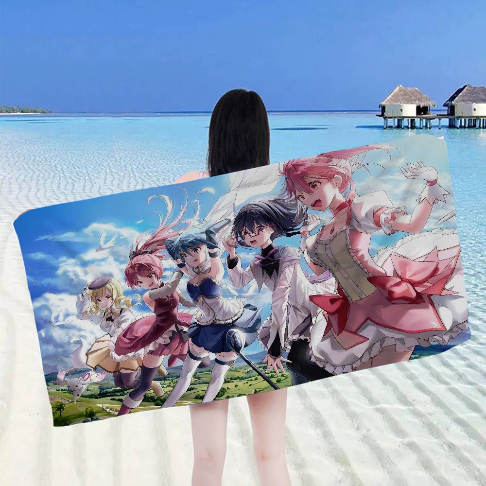 P-Puella Magi Madoka M-Magica Микрофибровое пляжное полотенце Впитывающее Быстросохнущее Мягкое для йоги плавания курорта альпинизма
