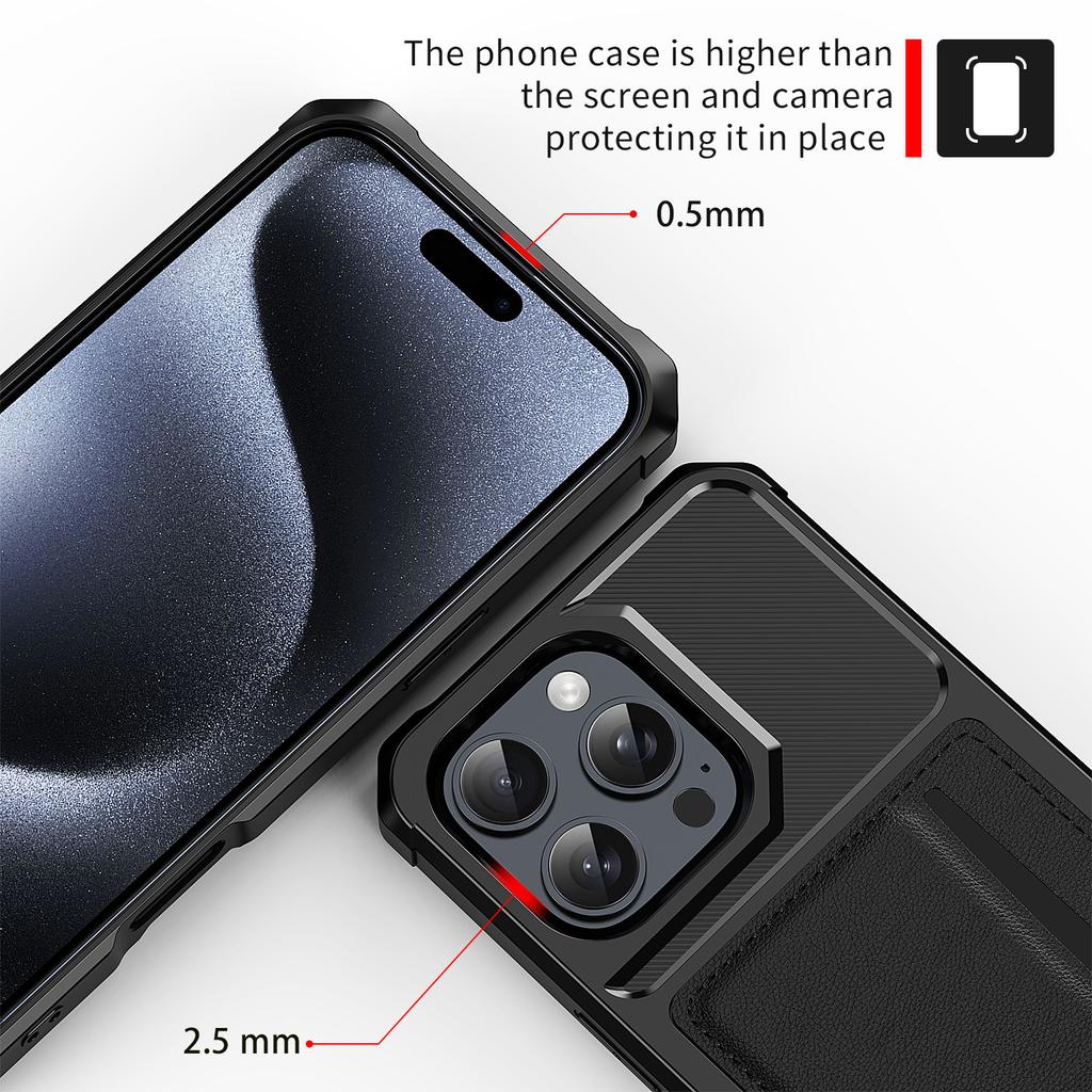 Применимо к iPhone16E противоударный чехол 17Pro задняя крышка вставка для карты автомобильный магнитный держатель защитная крышка 14plus однотонный