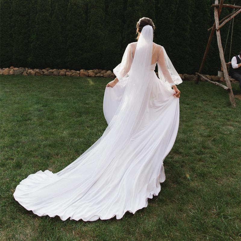 Мягкая свадебная вуаль, расческа для свадебной фаты, свадебная фата в виде собора, 1 ярусная вуаль, свадебная расческа для волос со стразами для невест