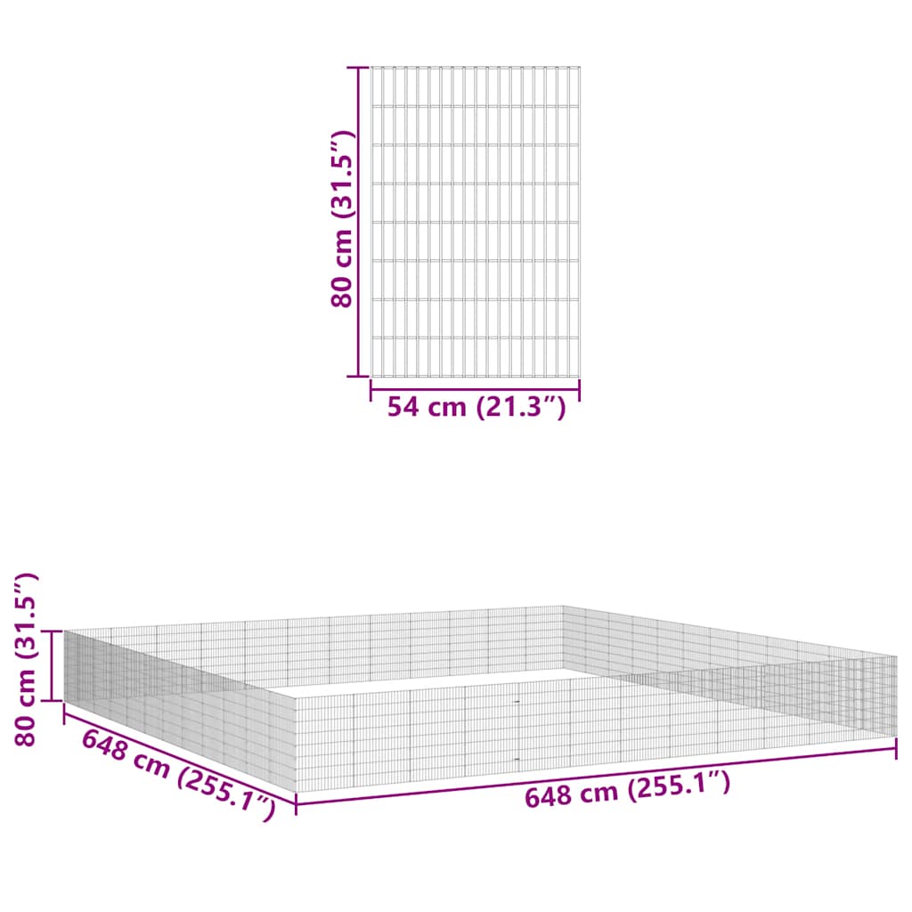 Vidaxl Kojec Dla Zwierząt, 48 Paneli, 54X80 Cm, Galwanizowane Żelazo