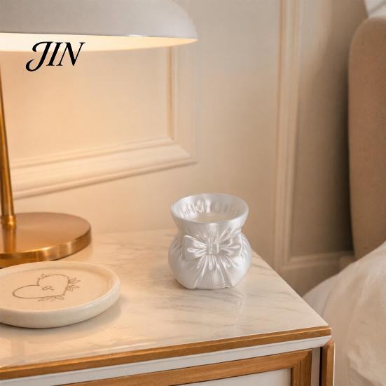 Large Capacity Storage Tube Silk Drawstring Vase, 3D Printed Pen Holder, Makeup Brush Mini Vase Satin Texture Container And Organizer for Jewelry