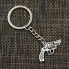 Fashion 30mm Key Ring Metal Key Chain Keychain Jewelry Antique Bronze   Plated Pistol Revolver Gun 29x22mm Pendant