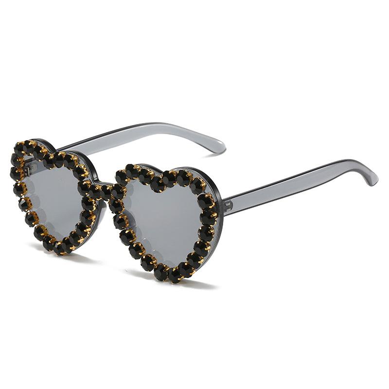 Sunglasses, Personalized Love Diamond-Encrusted Glasses, Versatile Peach Heart Sunglasses For Women