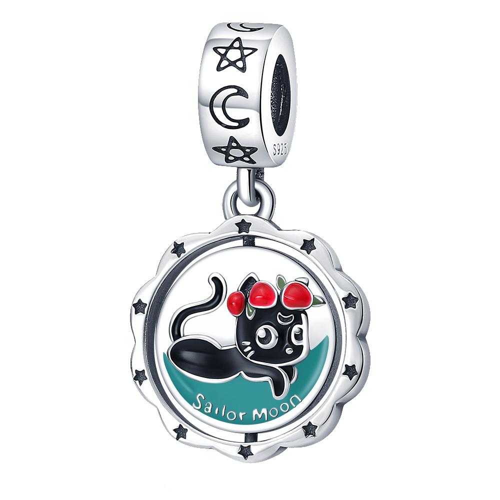 925 Sterling Copper Cat and Dog Series Best Friend Pendant Fit 4MM Hole Diamete Bracelet Charms Bead Necklace DIY Female Zircon