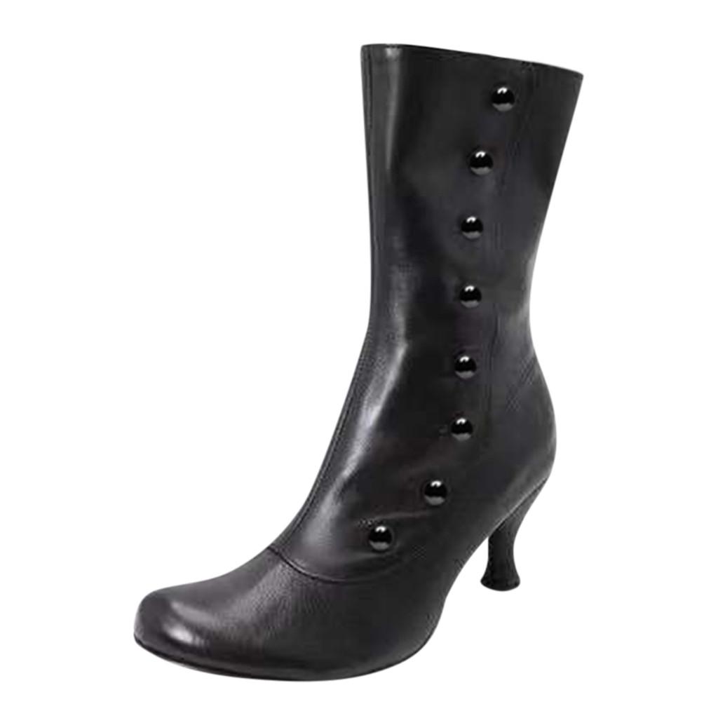 Модные женские кожаные туфли на танкетке с круглым носком, ковбойские сапоги без шнуровки на молнии