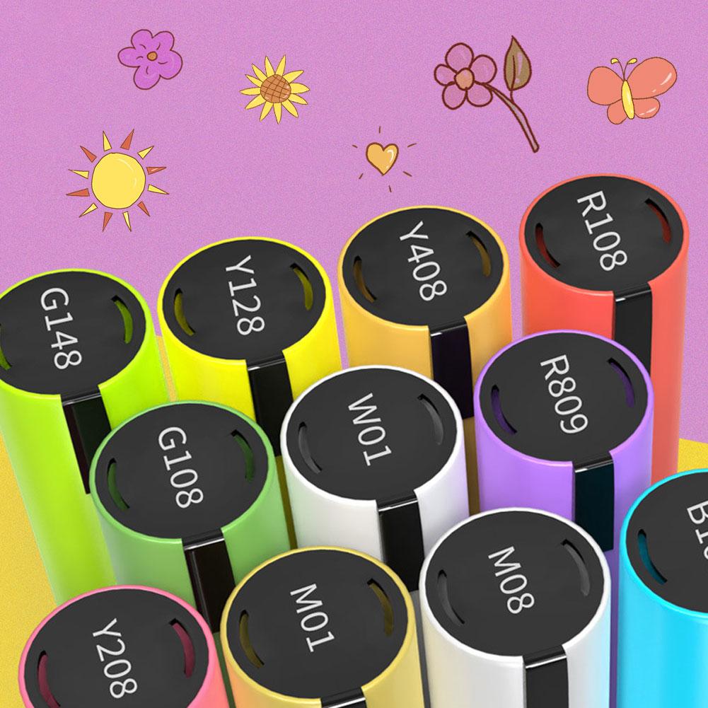 Яркий набор акриловых маркеров с двойным наконечником и двойными кистями для искусства и DIY-проектов