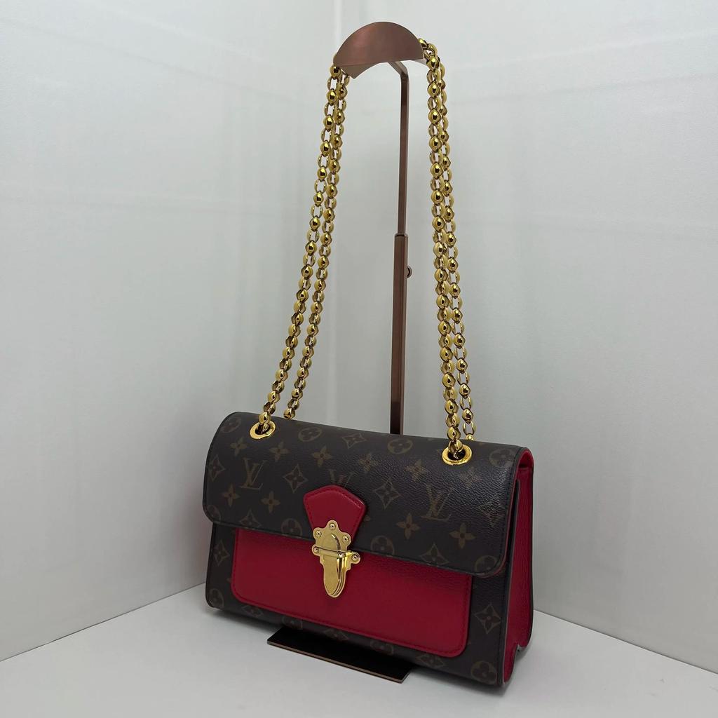 [Pre-Owned] Victoire Exquisite Fashion Classic Monogram Print Sliding Chain Shoulder Bag Canvas And Leather Crossbody Bag - Excellent #1DOKVK7