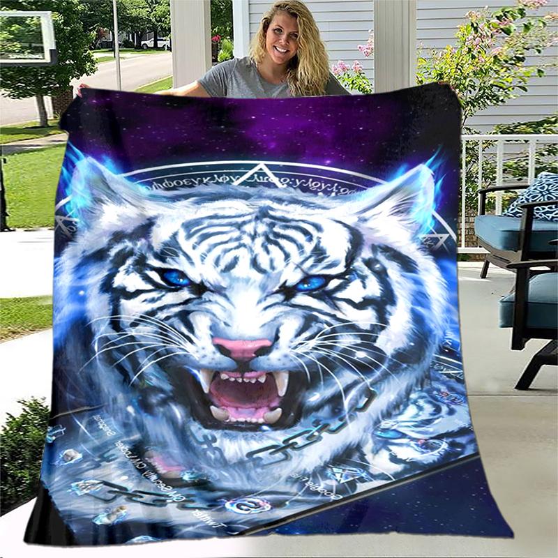 Большой чехол для дивана-кровати с принтом тигра и манты, мягкое и волосатое одеяло, плед, мягкие теплые фланелевые пледы, офисные подарки