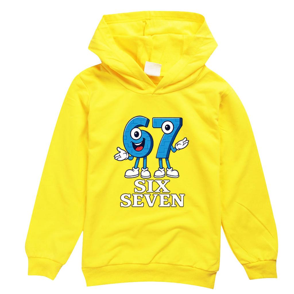 9194 Детский Худи с принтом Steal a Brainrot 67 Six Seven, повседневный, с длинными рукавами