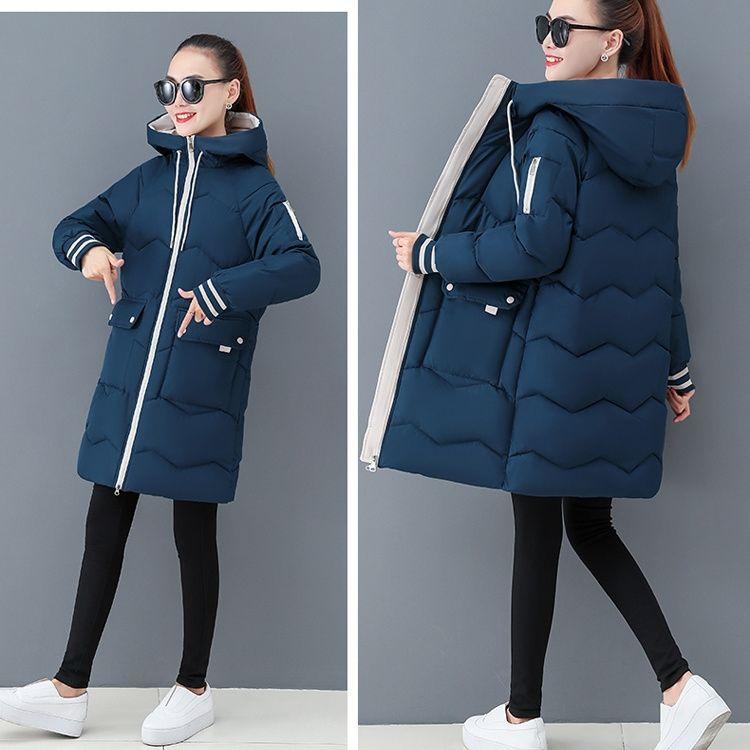 Женская зимняя новая модная свободная съемная шапка с хлопковой подкладкой куртка женская средняя и длинная толстая теплая хлопковая подкладочная куртка