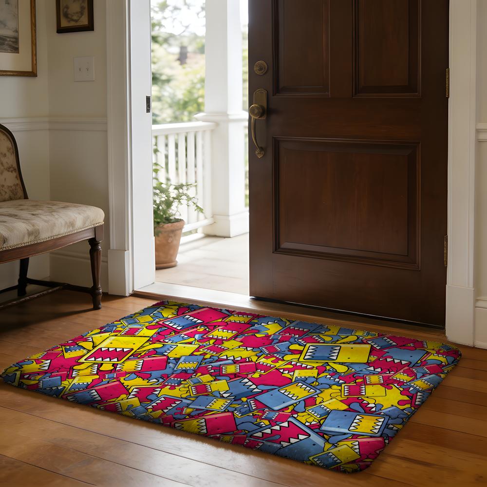 Floor Mat Soft Flannel Rug Non Slip Absorbent Mat for Bathroom Bedroom Home Decor Anime Cute D demoS