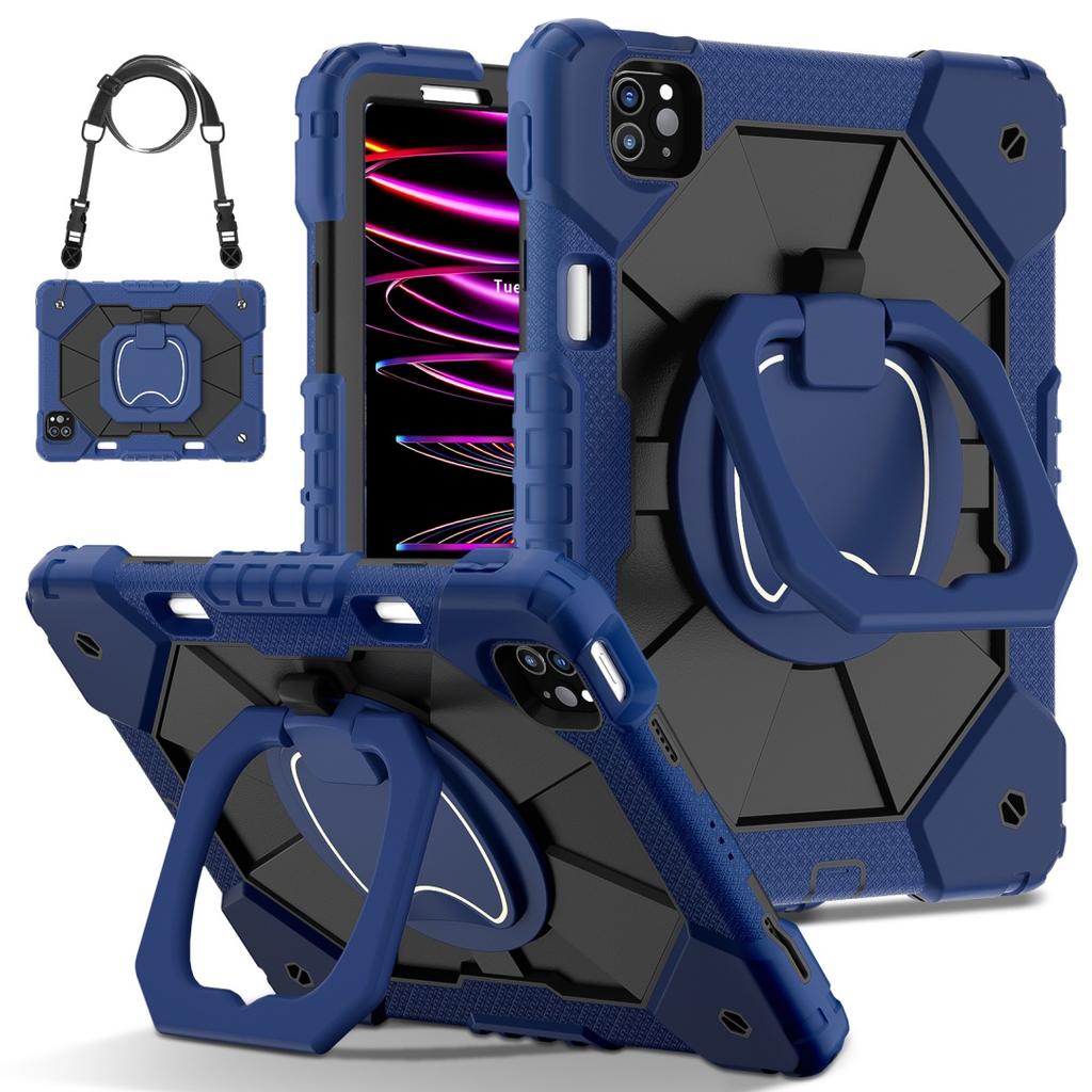 For Apple iPad Pro 11 (2021) 360° Rotating Grip Heavy Duty Protection Stand TPU+PC 3in1 Anti-knock Shockproof Tablets PC Case