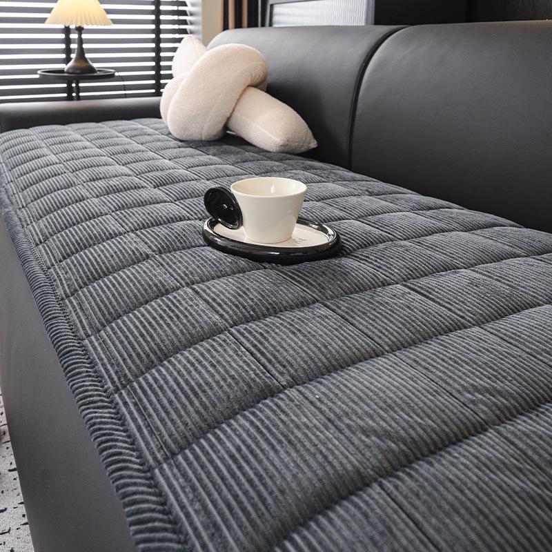 New Solid Corduroy Sofa Cushion Non-Slip Thickening Couch Slipcover for Autumn and Winter Soft and Warm Home Accessories