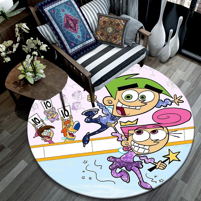 The Fairly OddParents2 Round Area Rug,Carpet Rug for Living Room Bedroom Sofa Playroom Decor,Non-slip Floor Mat