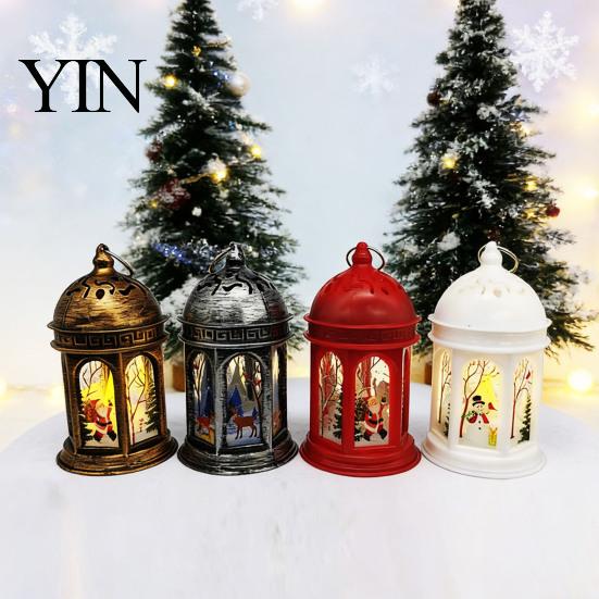 Vintage Style Home Decor Retro Christmas Lantern Night Light, Battery Operated LED Lamp, Decorative Flickering Light Flame Flameless Hanging