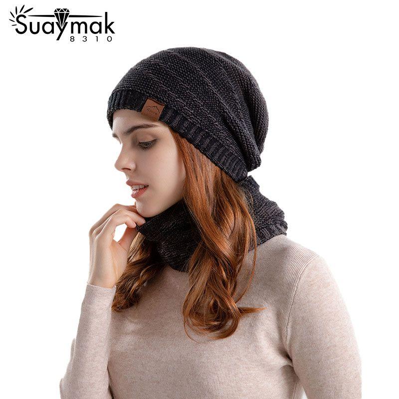 Winter Hat Scarf Suit Women's Fashion Korean Style Pullover Cap Men's Plus Velvet Outdoor Warm Knitted Woolen Hat