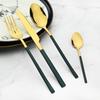 Золотая посуда, ложки, вилки, ножи, столовые приборы, 24 предмета, набор столовой посуды из нержавеющей стали, зеркальная полировка, кухонный набор столового серебра