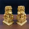 2 шт. Золотые статуэтки львов Фу, статуи, фэн-шуй, искусственный нефрит, статуэтка Будды, скульптура дракона, фигурки, статуя, украшение для дома