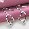 Серьги-подвески в форме сердца из стерлингового серебра 925 пробы с цирконием ААА, модные свадебные украшения