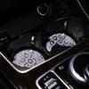 Two Leopard Print TPU Sparkling Light Car Water Cup Pads for Women with Car Accessories