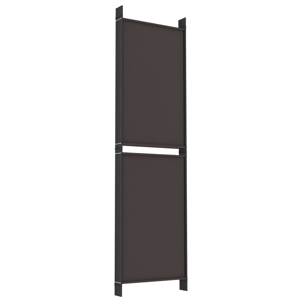 6 Piece Room Divider in Brown 300 x 180 cm Fabric