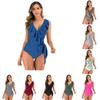 2024 New Sexy Ruffle One Piece Swimsuit Female Plus Size Swimwear Women Bandage Bathing Suits Summer Beach Wear Monokini Bathers
