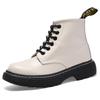 High Quality Women's Leather Boots Fashion Casual Beige Ankle Boots For Women Winter Classic Lace-up Short Barrel Boots Woman