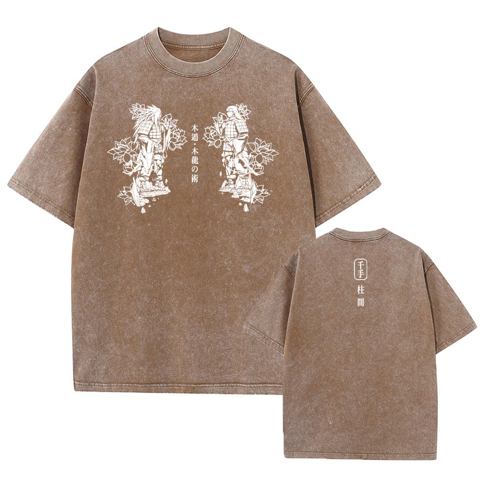 Уличная летняя футболка с коротким рукавом в винтажном стиле с японским принтом в стиле аниме, мужская повседневная свободная футболка в стиле Харадзюку с потертостями