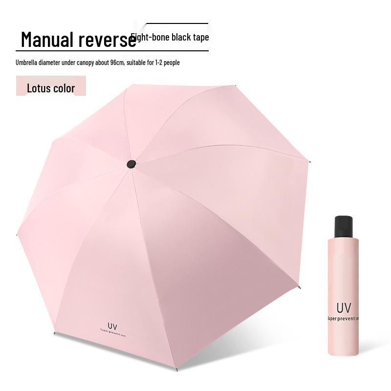 Пользовательский УФ Черный Клей Зонт от Солнца и Дождя – Женский Трехсложный Дизайн с Нанесением Логотипа.