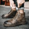 Высокие ботинки, мужская кожаная обувь, модные мотоциклетные ботильоны для мужчин, осенне-зимние ботинки, мужская обувь, уличная обувь с высоким берцем, мотоциклетная обувь, повседневная обувь