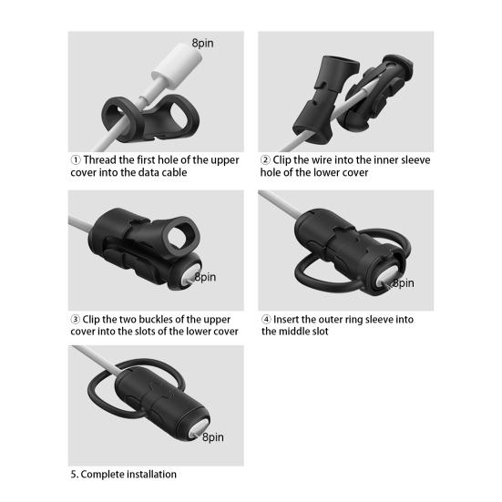 2Pcs Silicone Charging Cable Protective Case Anti-break Data Line Cord Protector Winder Cover Sleeve Cable Wrap for iPhone for Android for Type-C