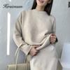 Hirsionsan Basic Khaki Knitted Cashmere Sweaters Women 2021 New Winter Loose Solid Ladies Pullovers Warm Casual Knitwear Jumper