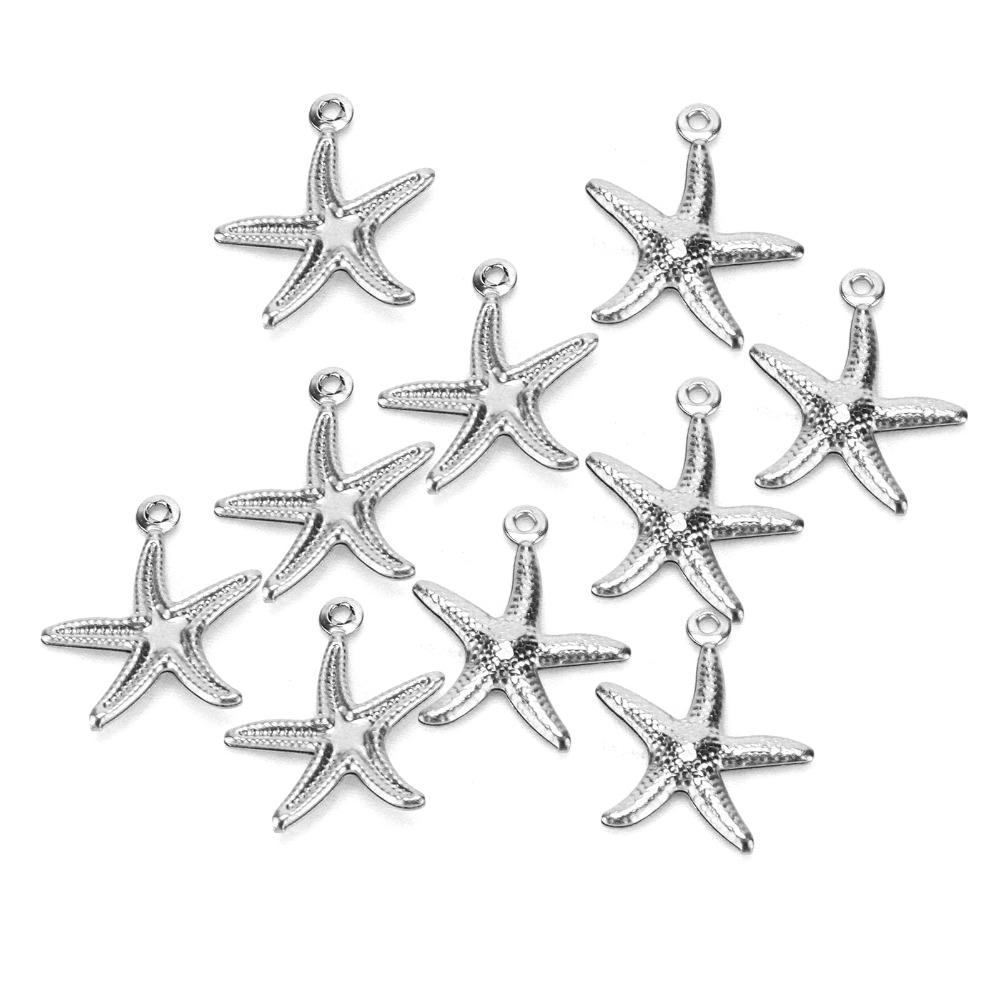 50pcs Stainless Steel Beach Jewelry Small Ocean Starfish Pendant Pendant Accessories Earring Making