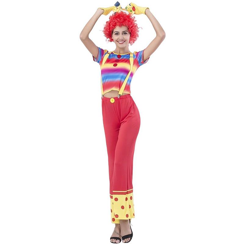 Halloween cosplay clown women's trousers clown slim-fit belly button small short sleeves