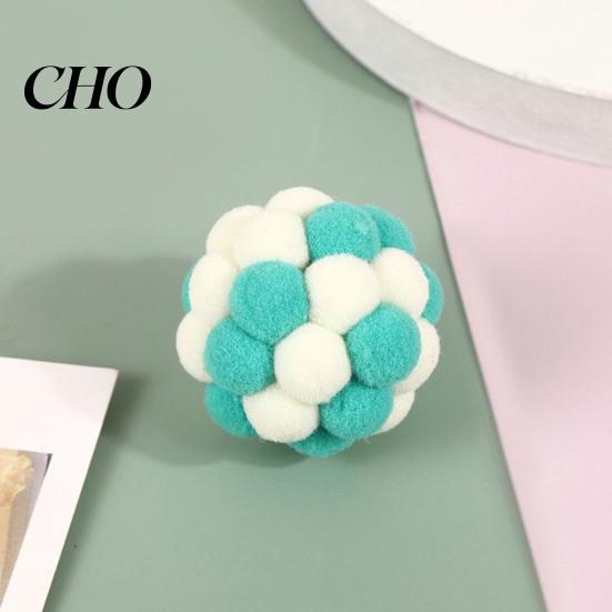 Indoor Cat Toy Plush Ball with Built-in Bell Soft Macaron Balls Play Bite-Resistant Chew Toys for Cats and Kittens Hunting