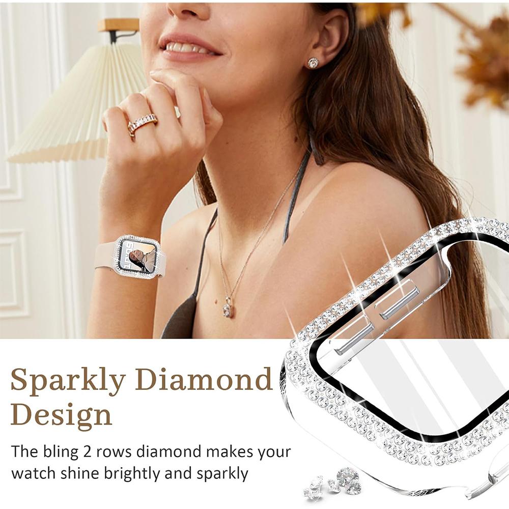 Чехол с бриллиантовым блеском для Apple Watch Series 10 46 мм 42 мм 9 8 Ultra 3 2 49 мм Se 45 мм 41 мм 40 мм 44 мм 38 мм Защитная пленка для экрана Аксессуары для защиты